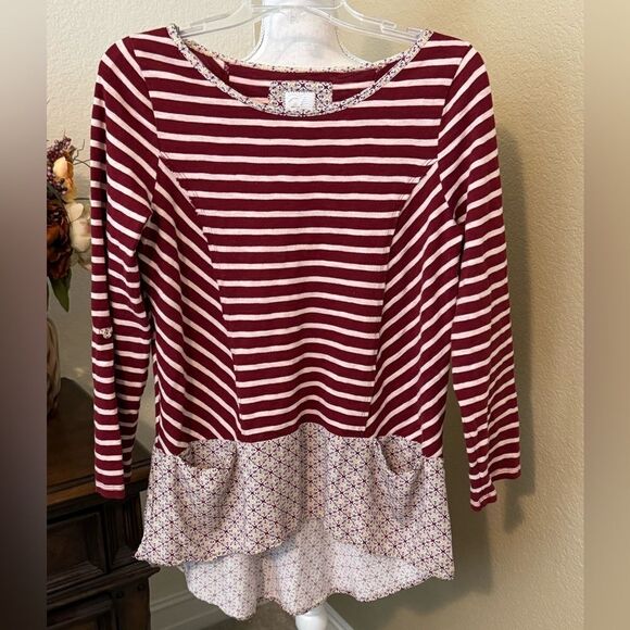 Anthropologie Red and White Striped Blouse - Picture 2 of 3